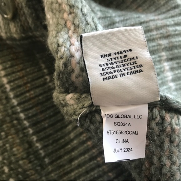 C&C California Cardigan Sweater Size Small Green Variegated Knit V Neck 4 Button - Picture 6 of 8